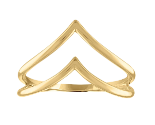 Anillo doble punta dorado de acero inoxidable
