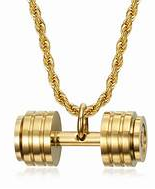 Collar con colgante de pesas grandes color dorado