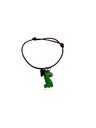 Manilla de pareja con accesorio de dinosauritos (verde y celeste). Color negro y café