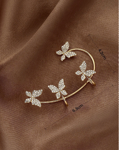 Envoltura de oreja con diamante de imitación con diseño de mariposa  Color:Dorado