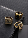 3 piezas de Anillos con diseño geométrico  Color: Amarillo Oro / Acero inoxidable