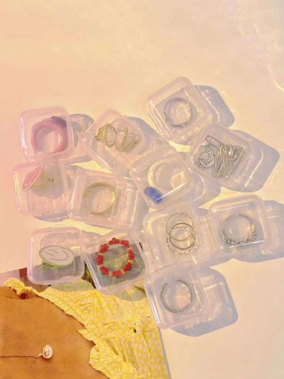1 pieza caja de almacenamiento de joya transparente Color: transparente