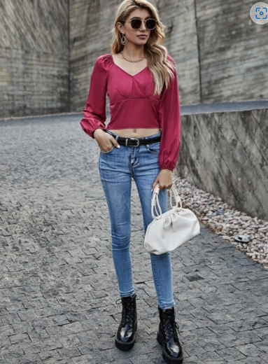 Blusa manga larga guinda talla xs