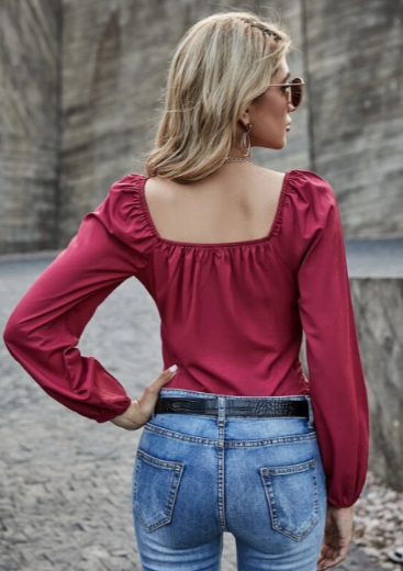 Blusa manga larga guinda talla xs