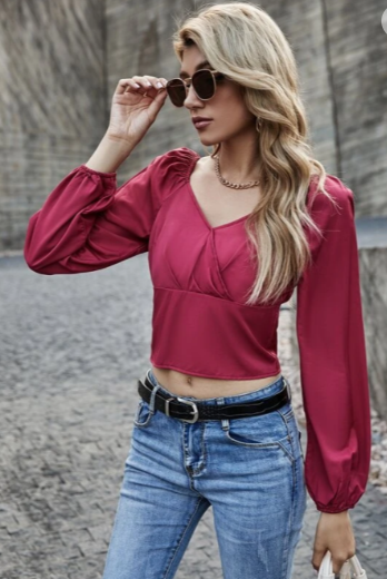Blusa manga larga guinda talla xs