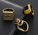 3 piezas de Anillos con diseño geométrico  Color: Amarillo Oro / Acero inoxidable