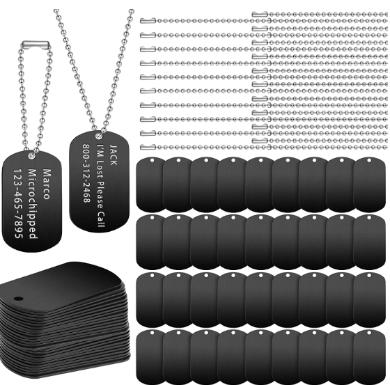 Collar placa negra de 2.5*3.8 cm