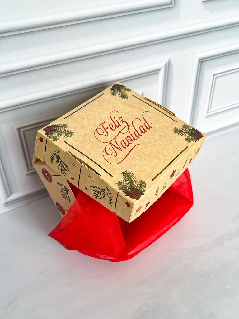 Cajita para regalo de navidad con diseño de hojitas