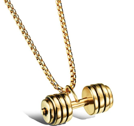 Collar con colgante de pesas grandes color dorado