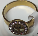Anillo arbolito dentro de un círculo de diamantes de imitación, de acero inoxidable