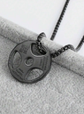 Collar Con Colgante De Disco Gym De Acero Inoxidable Negro