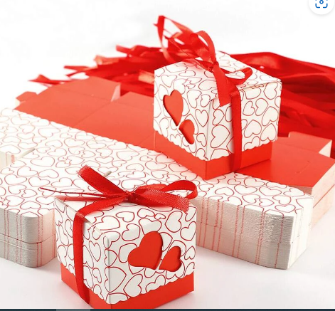 [18010] 1 pieza Caja de caramelo con estampado de corazón  Color:Rojo