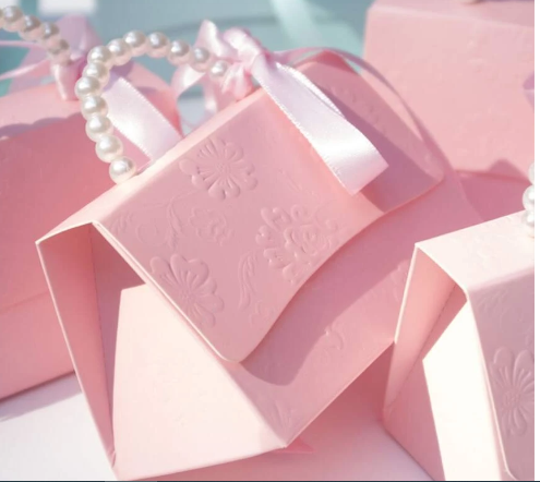 [18040] 1 piezas Caja de regalo con diseño de asa con perla  Color:Rosa / Unitalla