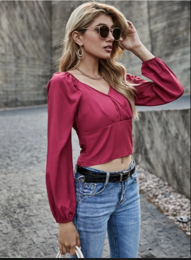 [20100] Blusa manga larga guinda talla xs